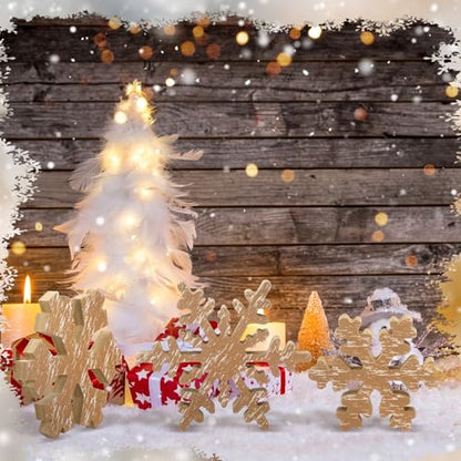 Huwena 6 Pcs Winter Tiered Tray Decor Snowflake Table Signs Hello Winter Wood Blocks Farmhouse Let It Snow Wood Decor for Table Shelf (Rustic Style) - style: Rustic Style