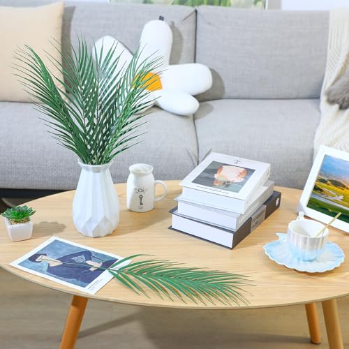 CCINEE 16 PCS Artificial Palm Leaves, Faux Large Palm Fronds Fake Tropical Plant Simulation Safari Leaves with Stems for Home Hawaiian Luau Party Jungle Beach Theme Party Decoration - color: Green/16pcs（large Size）