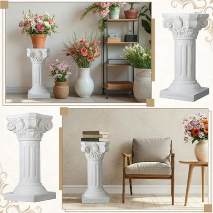1 Pack 21.7 Inches Roman Column Pedestal Pillar Classical Wedding Greek Pillar for Indoor Outdoor Garden Birthday Party Decor or Display Pedestal Stand for Plants and Sculptures (Elegant) - style: Elegant