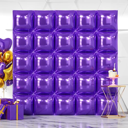 NISOCY 25PCS Purple Square Foil Balloons Wall Backdrop Double Sided Purple Balloons Tunnel Arch Kit for Baby Shower Birthday Wedding Party Decoration - color: G01 - Purple, size: 25PCS