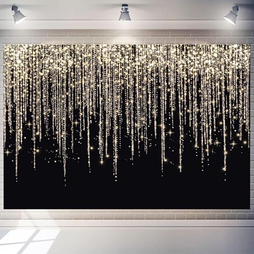 Gold Decorations Backdrop 10x5 FT Black and Gold Background Golden Sparkle Spots Birthday Party Banner Anniversary Kids Adults Graduation Photo Shoot Props Decoration (Gold-1, 118”x118”) - color: GOLD-1, size: 10x5 FT