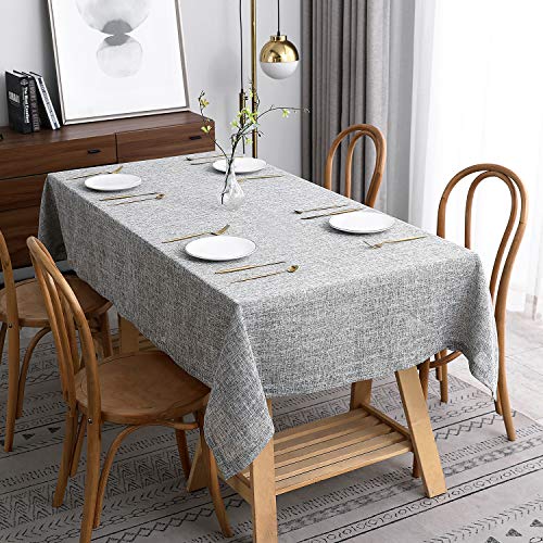 maxmill Flaxy Faux Linen Table Cloth with 2-Tone Slubby Texture Wrinkle Resistant Anti-Shrink Soft Tablecloth for Kitchen Dining Tabletop for Banquet Parties Rectangle 52 x 70 Inch Light Grey - color: Flaxy Light Grey, size: 70" x 52" (Rectangular)