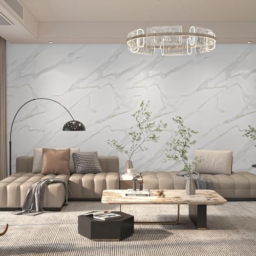 BAYYA White Marble Contact Paper Waterproof Countertop Peel and Stick Wallpaper 31.5"x78.7" Kitchen Counter Top Wrap Vinyl Countertop Covers Self Adhesive Covering for Desk Table Granite Wall Paper - color: White, size: 31.5" x 78"