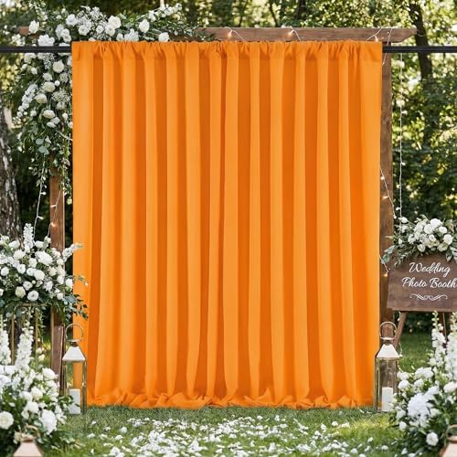 Orange Backdrop Curtains 2 Panels 5ft x 10ft Polyester Photo Drapes for Backdrop Halloween Home Party Decorations - color: Orange, size: 2 Panels 5ft X 10ft