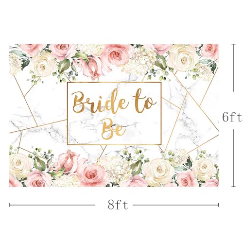 MEHOFOND Bride to Be Marble Backdrop Bridal Shower Miss to Mrs Wedding Party Supplies White Blush Pink Floral Photobooth Girls Bachelorette Engagement Photography Background Banner 8x6ft - size: 8x6ft