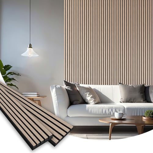 Smartstandard 2 Pack 106" x 12.6" Wood Slat Wall Panels, Soundproof Wooden Wall Panels, Acoustic Wood Panels for Wall, 3D Fluted Wood Panels for Interior Wall Decor, Natural Walnut - color: Natural Walnut, size: 106" x 25.2"