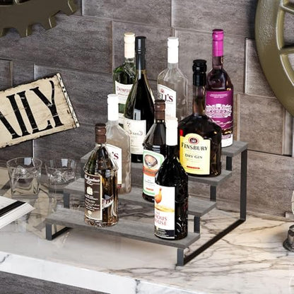 YINMIT Wooden Display Riser Stand, Tiered Perfume and Cologne Organizer Stand, 4 Tier Spice Rack Organizer, Rustic Display Shelf for Candles (4 Tier,Grey) - color: 4 Tier,Grey
