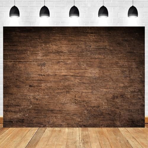 5x3ft Rustic Wood Backdrop Vintage Wooden Photography Background Wedding Event Banner Birthday Decoration Dark Brown Texture Photo Booth Prop - color: color 17, size: 5x3ft