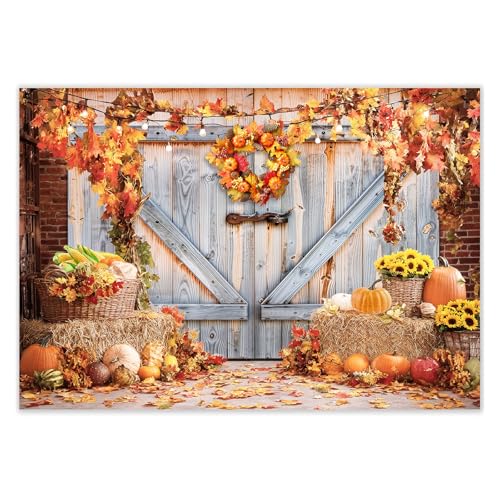 Fall Photo Backdrops for Photography, Pumpkin Thanksgiving Backdrop for Photoshoot, Orange Maple Leaves Harvest Friendsgiving Decorations 10x8ft - color: Orange, size: 10x8 FT