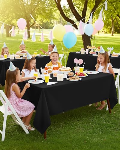 Utopia Kitchen Rectangle Table Cloth 1 Pack, Tablecloth Machine Washable, Polyester Table Cover for Dining, Buffet Parties, Picnics, Events, Weddings and Restaurants (90x132 Inches, Black) - color: Black, size: 1 Pack 90x132 Inch Tablecloth