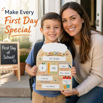 First Day Last Day of School Board Sign for Kids, First Day of Daycare Sign, Back To School Board Sign, Forst Day of School Sign, First Day of School Board - Back to School Kids Supplies Preschool - color: First Day of School Wooden Sign