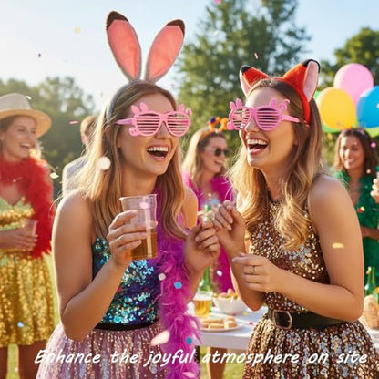 Fox And Bunny Ears Headband, 3 pcs Easter Basket Stuffers Rabbit And Fox Ears Headdress Set With Pig Glasses, Animal-Themed Headbands For Adult Costume Events And Photo Shoots