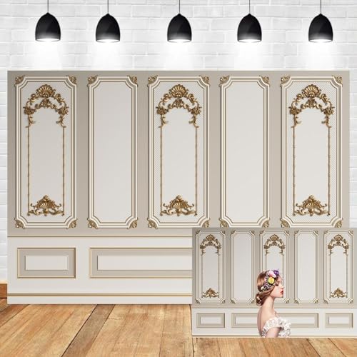 Leyiyi 5x3ft European Style Vintage Room Inside Backdrop European Frame Modern House Classic French Castle Cementery Wall Retro Style Photo Background Cowboy Kids Birthday Portrait Studio Props - color: Grey, size: 5x3ft