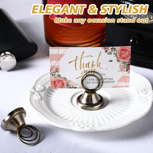 Fulmoon 24 Pcs Mini Table Number Holders Place Card Holders 1.5 Inch Steel Table Sign Stands for Wedding Graduation Reception Restaurant Home Photo Picture Office Memo(Bronze) - color: Bronze