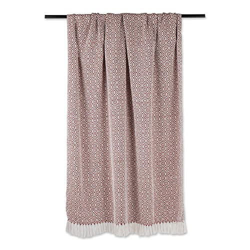 DII Rustic Farmhouse Double Diamond Woven Throw, 50x60, Cinnamon - color: Cinnamon