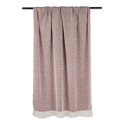 DII Rustic Farmhouse Double Diamond Woven Throw, 50x60, Cinnamon - color: Cinnamon