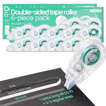 Scrapbook Tape Runner Glue Tape, 12 Pack Double-Sided Tape Roller 49.52ft x 0.24in, Acid-Free & Residue-Free Adhesive for Photo Crafts, Scrapbooking, Paper Arts - color: 12 Pack
