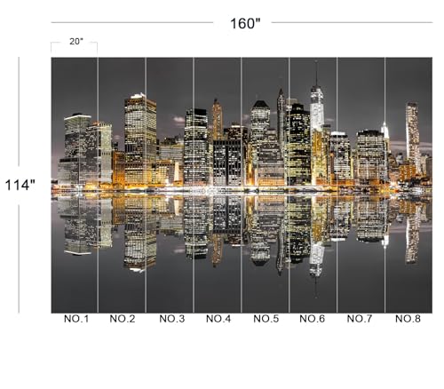 Cliouar-Aerial View of Manhattan, New York City Mural Wallpaper Peel and Stick 160" x 114" - color: No.10, size: 160" x 114"