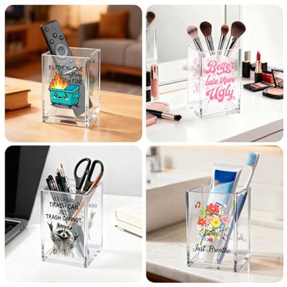 I'm Literally Just A Girl Cosmetic Organizer Pen Holder, Funny Bow Vanity Accessories for Girls Daughter, Desk Accessories Makeup Brushes Holder for Friend Sister, Back To School Gifts Organizer