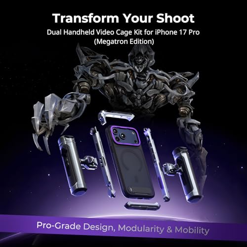 SmallRig Megatron Edition Dual Handheld Video Cage Kit for iPhone 17 Pro, Wireless Control Handle, Quick Release, Filmmaking & Live Streaming Kit with Case, Rotatable Handles, Lens Backplate-5585 - size: iPhone 17 Pro