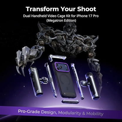 SmallRig Megatron Edition Dual Handheld Video Cage Kit for iPhone 17 Pro, Wireless Control Handle, Quick Release, Filmmaking & Live Streaming Kit with Case, Rotatable Handles, Lens Backplate-5585 - size: iPhone 17 Pro