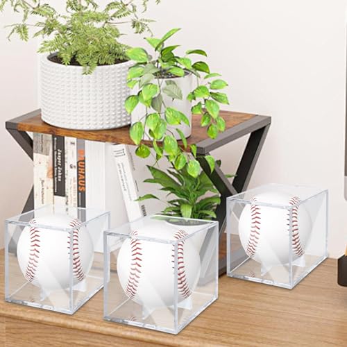 18 Pack Baseball Display Case,UV Protected Acrylic Boxes for Display, 3.15in Autographed Baseball Clear Display Case Cube, Baseball Display Case for Memorabilia Baseball for Official Size Ball