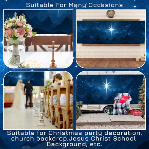 Newwiee 18 ft x 6 ft Nativity Scene Backdrop Banner Easter Scene to Bethlehem Nativity Christmas Decor Bible Supplies Western Backdrop for Christmas Church Event Medieval Party Decor (Bethlehem)