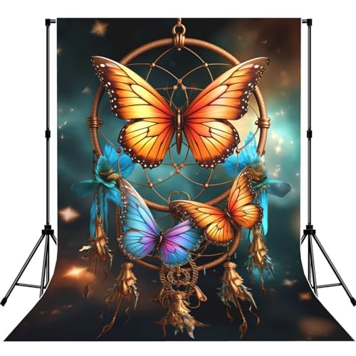 Dream Catcher Butterfly Backdrop Background for Photography 5x7ft Photobooth Professional Photo Backdrop Curtains Video Photography Studio Photo Backgrounds Banner Booth Background Screen Parties - color: Dream Catcher Butterfly