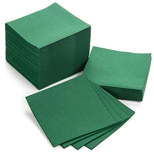 AH AMERICAN HOMESTEAD Paper Cocktail Napkins - Linen-Like Disposable Beverage Bar Napkins 4.75" x 4.75" - Bulk Square Napkins - Ideal for Party or Wedding (Green -100 Count) - color: Green, size: 4.75 x 4.75