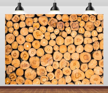 BELECO 7x5ft Fabric Pile of Wood Backdrop Wooden Logs of Trees, Wood Log Texture Firewood Background for Party Decorations Home Wall Decor Portrait Photoshoot Studio Props - size: 7x5FT