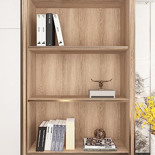 TOTIO Extra Wide Walnut Wood Wallpaper Light Brown Wood Grain Vinyl Wrap Walnut Contact Paper Peel and Stick 32x157inch Air Guide Slot Design Matte Thickened Self-Adhesive Waterproof Wall Stickers - color: Warm Brown, size: 32" x 157"