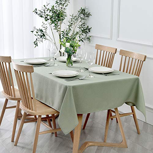 maxmill Rectangle Textured Tablecloth Waterproof Spillproof Wrinkle Free Table Cloth, Kitchen Dining Tabletop Decoration, Fabric Table Cover for Outdoor and Indoor Use, 52 x 70 Inch, Sage Green - color: Nova Sage Green, size: 70" x 52" (Rectangular)