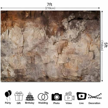 Realistic Cave Rock Wall Backdrop Archeological Photography Background Natural Stone Texture Outdoor Adventure Photo Banner Nature Theme Party Decor Studio Props 7x5FT - size: 7X5FT
