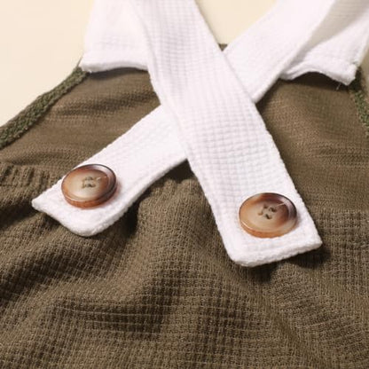 Holibeat Newborn Boy Photography Props Baby Boy Photo Shoot Outfits Infant Gentleman Romper Suits with Hat - color: Olive