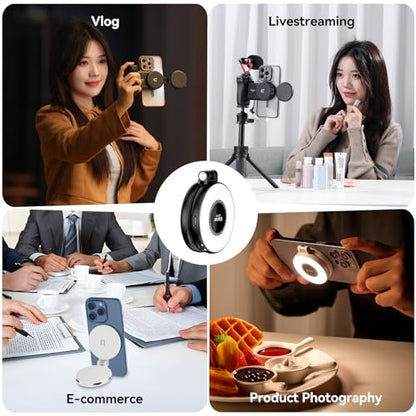 Fill Light for Magsafe LED Phone Light Attachment Selfie Ring Light Brightness Adjustable Compatible w Magsafe for iPhone Smartphone Vlogs/Photography/Video Conference Color Black - color: Black