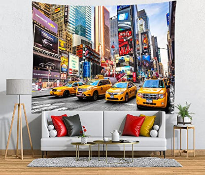 Fabric 7x5ft New York City Time Square Backdrop Broadway Street Taxi Photography Background Commercial Cityscape Skyscraper NYC Themed Party Birthday Adult Portrait Studio Banner Booth Props - size: 7x5FT