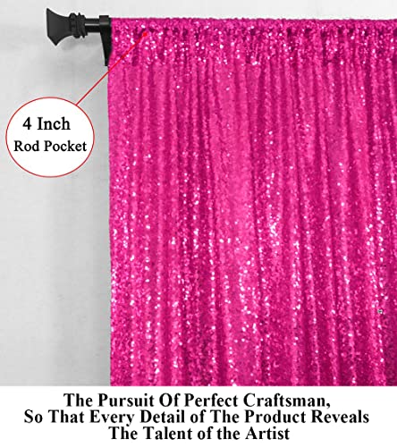 Partisout Sequin Backdrop Curtain 2pcs 2ftx7ft Hot Pink Sequence Background Party Sparkle 84inches Long Fuchsia Glitter Curtains 7FT Wedding Photo Fabric Backdrops - color: Hot Pink, size: 2ftx7ftx2pcs