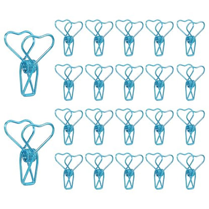 PATIKIL 30Pcs Paper Office Binder Clip, 1.2" Small Metal Wire Hollow Out Paper Clamps Heart Design Long Tail Binder Clips for Photo Clothes Hanging Office Home Food Package, Blue - color: Blue