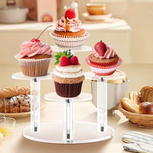 Jusalpha Acrylic Display Stand, 4 Tier Round, Clear Organizer for Jewelry, Funko POP Figures, Perfume, Cupcake, Countertop Decoration (4 Tier) - size: 4 Tier