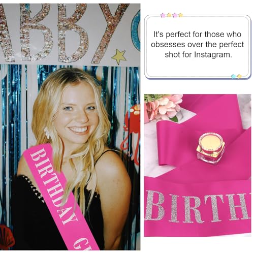 CIEHER 67" L x 3.6" W Birthday Sash - Rose Pink Girl , Queen , Gifts and Decorations - color: Rose Pink