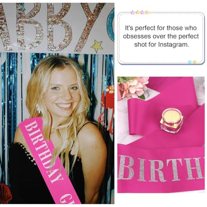 CIEHER 67" L x 3.6" W Birthday Sash - Rose Pink Girl , Queen , Gifts and Decorations - color: Rose Pink