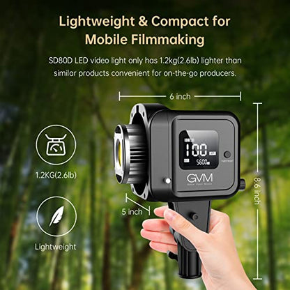 GVM Great Video Maker GVM 80W Bi-Color COB Video Light Kit, 2700K~7500K Continuous Lighting for Photography with Bowens Mount Softbox&Stand, 8 Effects Support AC Adapter & NP Battery - color: studio lights