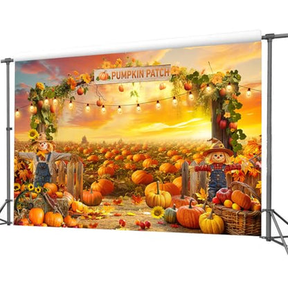 7X5FT Fall Backdrop Photography Pumpkin Patch Backdrops Autumn Harvest Backgroud Rural Scenery Back Drop Thanksgiving Party Banner Photo Booth Props D910 - size: 7x5ft