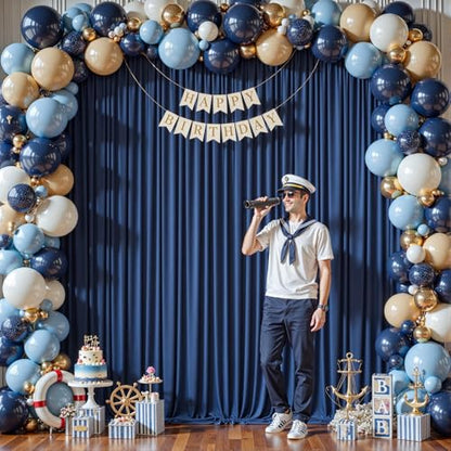 8ftx10ft Wrinkle Free Navy Blue Backdrop Curtain - 10 Feet Photography Backdrop Drapes, Silky Polyester Back Drop Cloth for Wedding Baby Shower Balloon Arch Background - color: Navy Blue, size: 8FTx10FT (W4'xH10', 2 Panels)