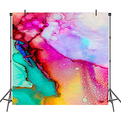 Colorful Watercolor Painting Backdrop Art Paint Photo Backdrop Vinyl 6x6ft Pink Green Purple Marble Texure Photography Backdrop Paint Event Party Backdrop Photo Studio Props BJLSPH1710 - size: 6x6ft