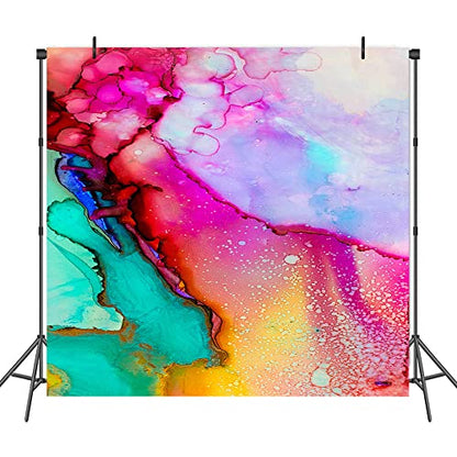 Colorful Watercolor Painting Backdrop Art Paint Photo Backdrop Vinyl 6x6ft Pink Green Purple Marble Texure Photography Backdrop Paint Event Party Backdrop Photo Studio Props BJLSPH1710 - size: 6x6ft