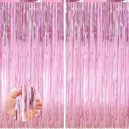 Valentines Day Keyali 2 Pack 3.3 * 8.3 ft Foil Curtain Metallic Tinsel Fringe Curtains Photo Booth Props Backdrop for Birthday Wedding Engagement Baby Shower Christmas Holiday Celebration Partyl,Pink - color: Pink, size: 2 Pack