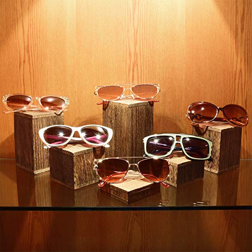 MOOCA Wooden 6 Pcs Square Risers for Display Jewelry and Accessories Display Stand Wooden Risers For Jewelry Figurine, Brown - color: Brown