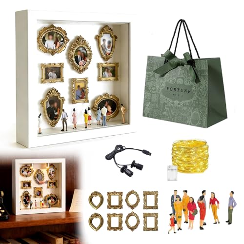 DIY Mini Museum Silhouette Box – 2026 New Mini Museum Kit with Figurines & Lights, Personalized DIY Photo Family Memory Display Case Frame, Celebrate Your Unique Memories in Style (B) - color: B