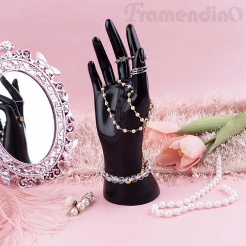 Framendino, Female Mannequin Hand Jewelry Display Holder Stand for Bracelet Necklace Ring Plastic (Black, 1 Pack) - color: Black, size: 1 Pack